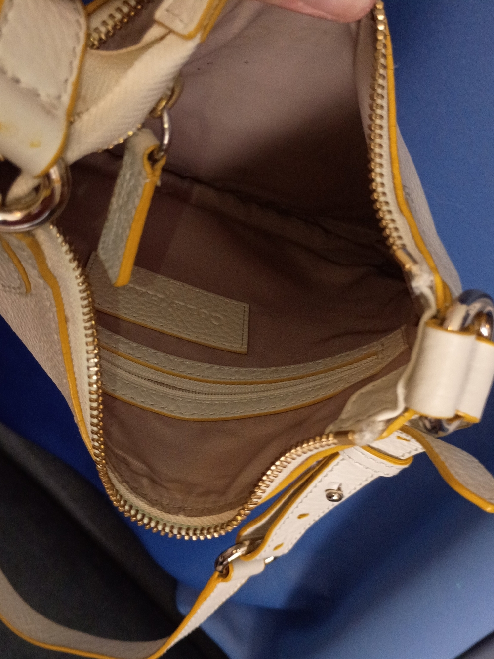 Cole Haan Cream Pebble Leather Crossbody Bag - Picture 7 of 7